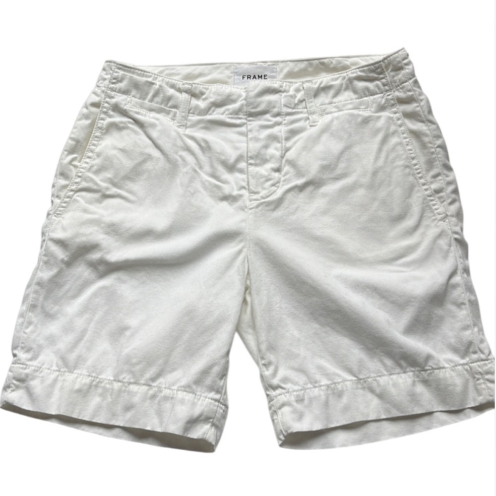 FRAME White Cotton Shorts - Vintage White Color- Size 24
